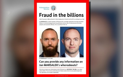 Bavarian police wanted poster for Jan Marsalek, former Wirecard board member, alleging fraud in the billions